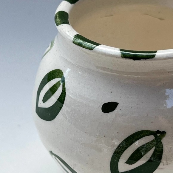 Tiny Green & White Pottery Bud Vase, Succulent or Cactus Planter - Picture 6 of 9